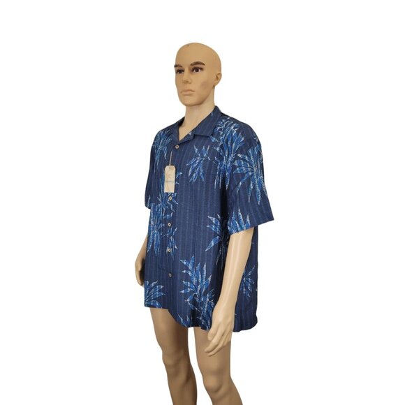 Caribbean Men's Shirt Size XL Casual Short Sleeve Button Up Dark Blue  36 - Picture 4 of 9